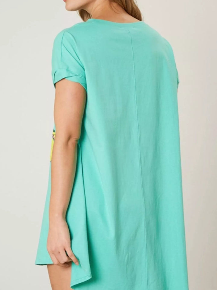 Sequin Short Sleeve Summer Tee Dress
