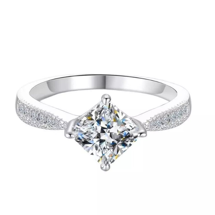 1 Carat 925 Sterling Silver Moissanite Geometric Ring