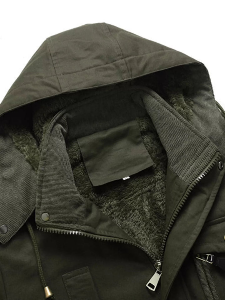 Men's Full Size Zip Up Multiple Pockets Jacket Plus Size