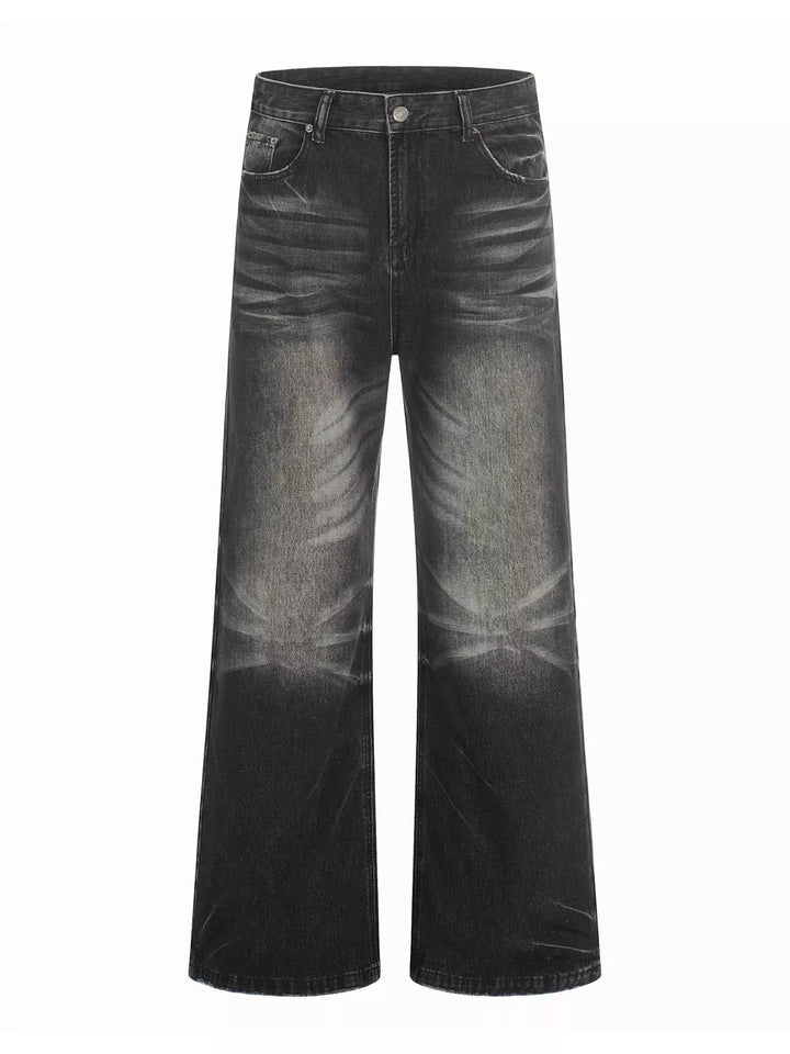 Men's Full Size Vintage Wash Wide Leg Jeans Plus Size