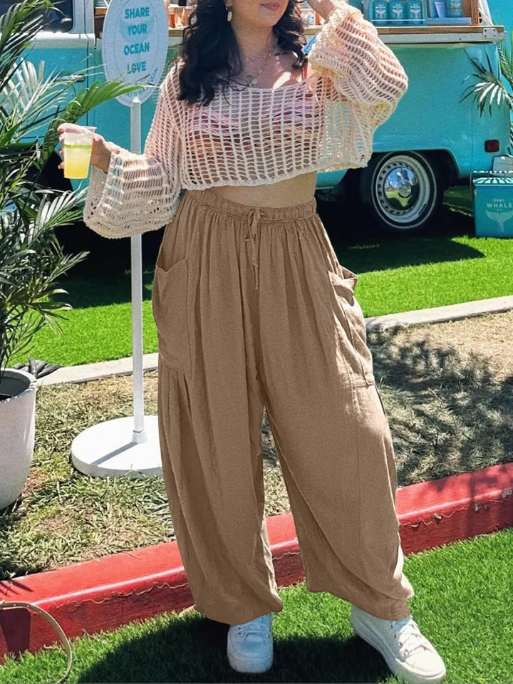 Full Size Drawstring Pants with Pockets Plus Size