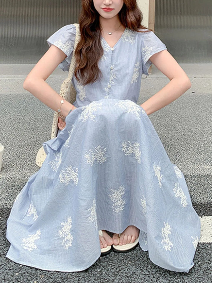 Tiered Cap Sleeve Midi Dress