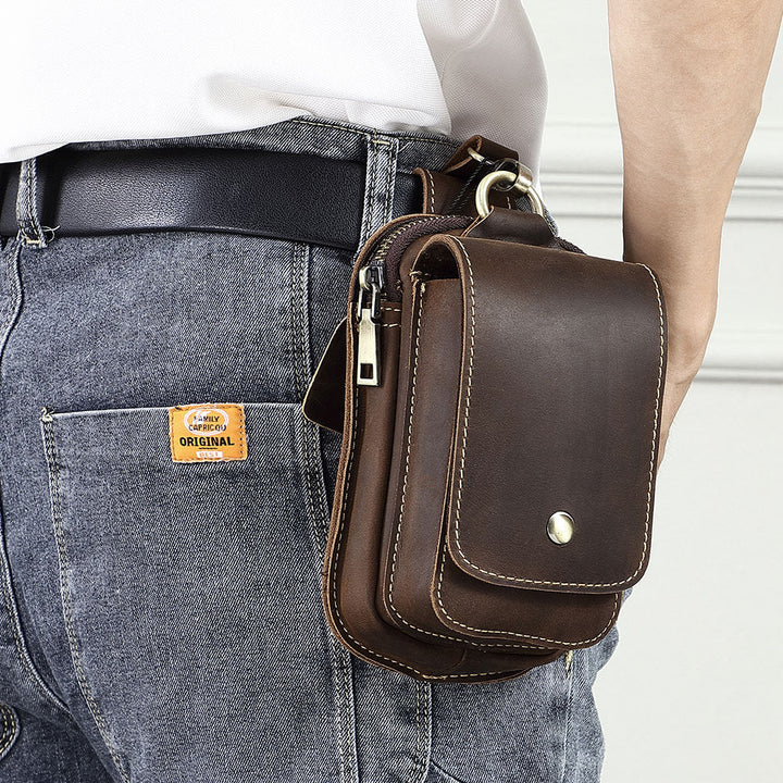 Genuine Leather Mens Cowhide Durable Work Belt-Powered Bag