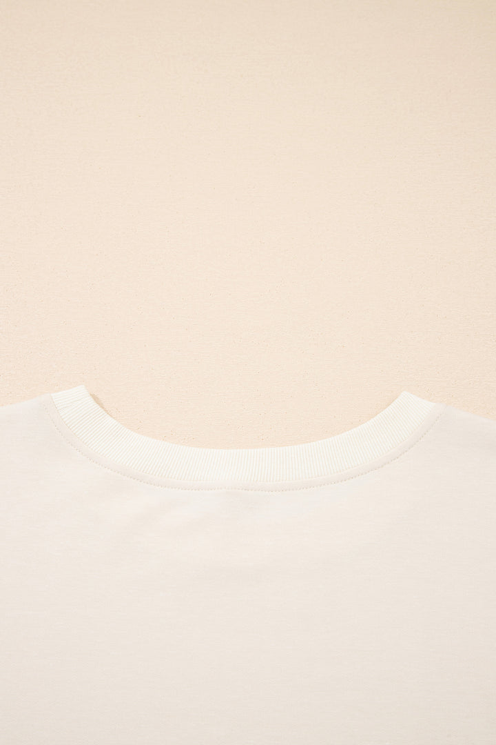 Apricot Camo Print Patchwork Sleeve Raw Hem Plus Size Sweatshirt