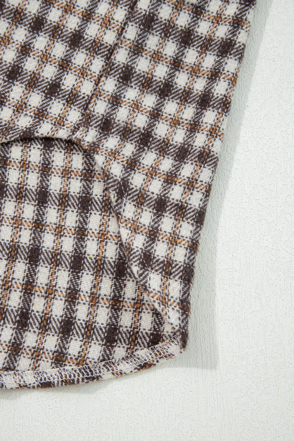 Casual Contrast Corduroy Flap Pocket Patchwork Plaid Shacket