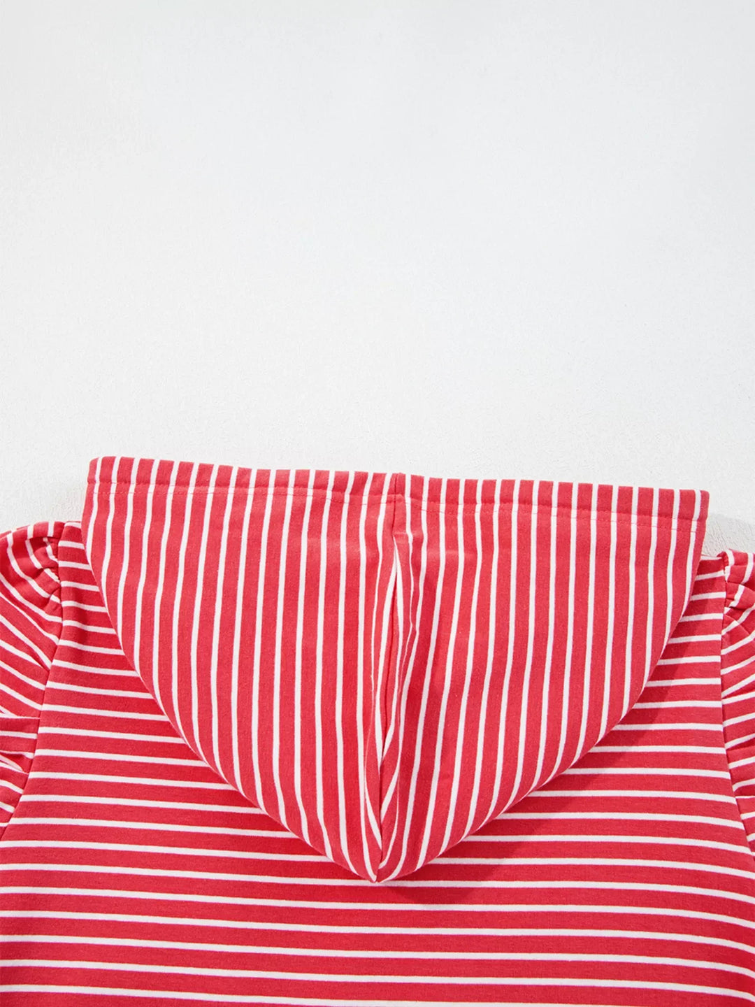 Striped Puff Sleeve Hoodie with Drawstring