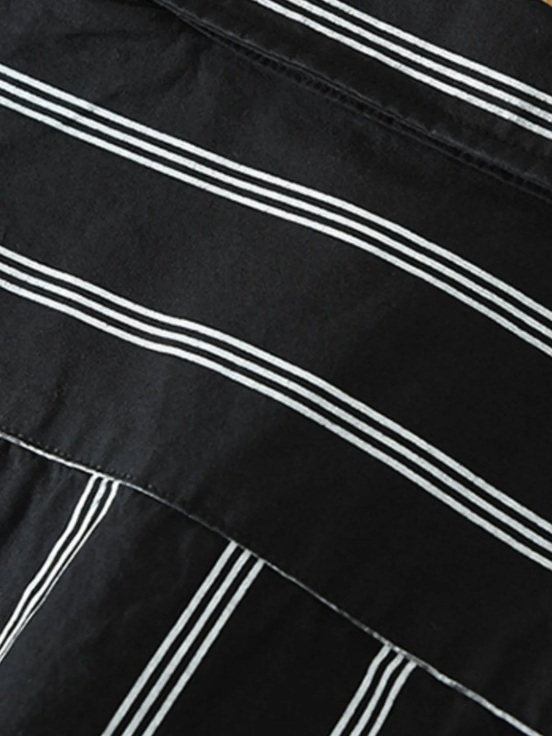 Men's Plus Size Classic Striped Short Sleeve Button-Up Shirt