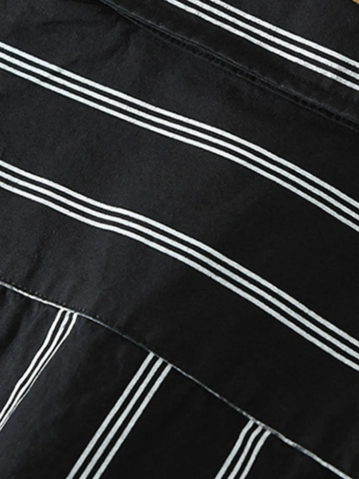 Men's Plus Size Classic Striped Short Sleeve Button-Up Shirt