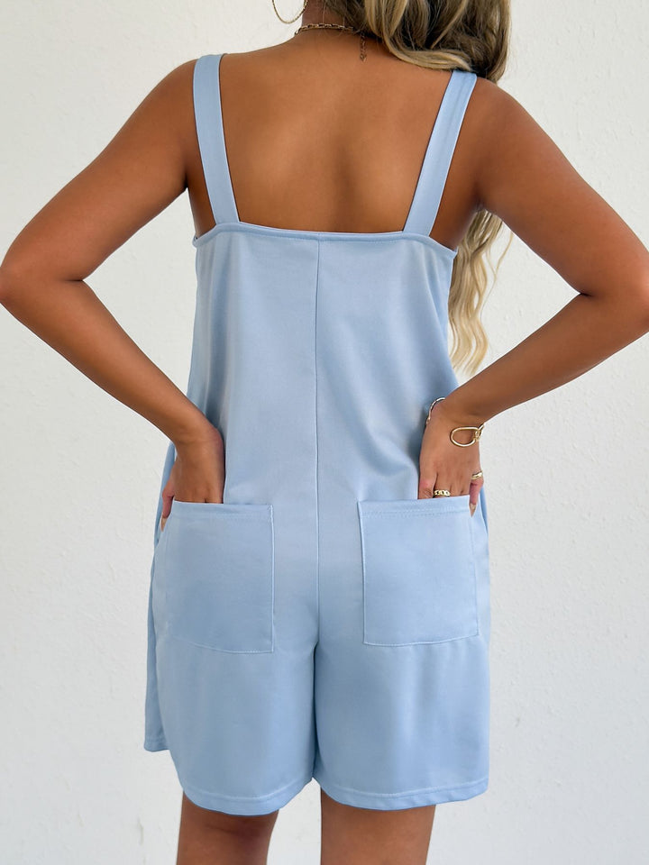 Sleeveless Casual Romper with Side Pockets
