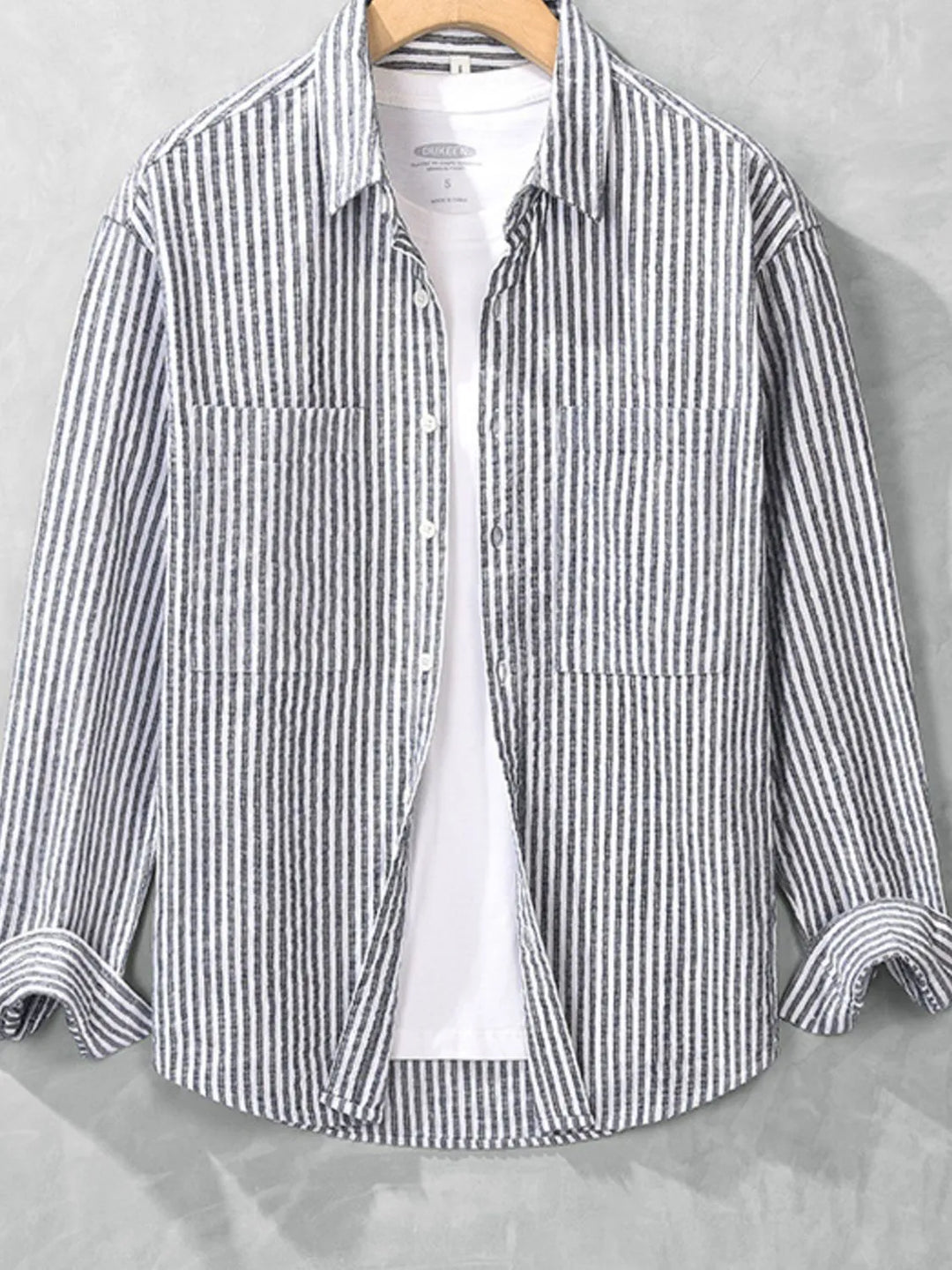 Men's Plus Size Striped Long Sleeve Shirt