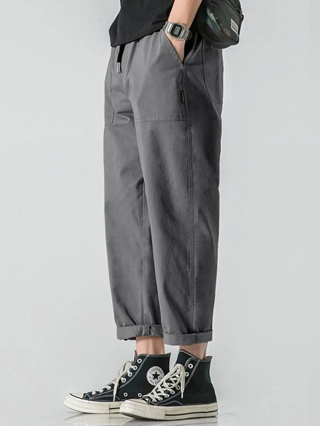Men's Plus Size Drawstring Wide Leg Pants