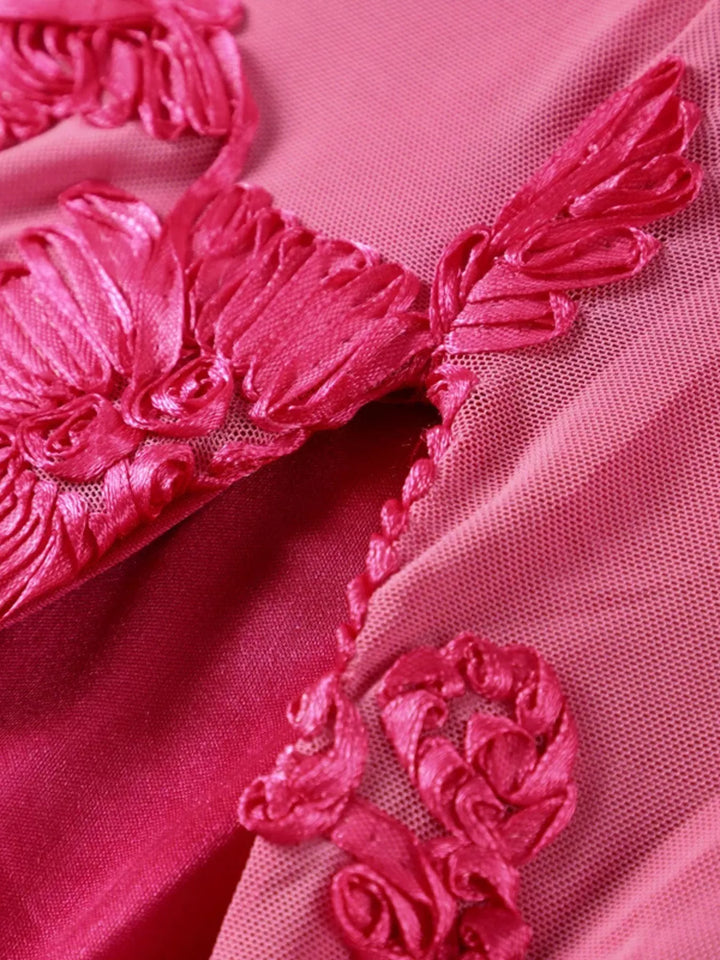 Floral Flounce Sleeve Round Neck Dress