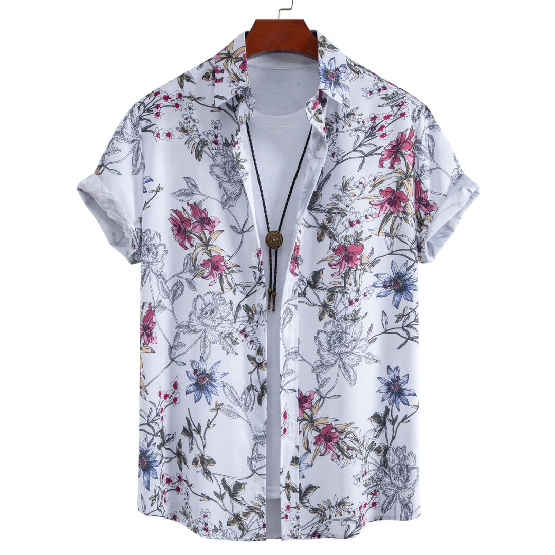 Men's Plus Size Floral Print Short Sleeve Casual Shirt