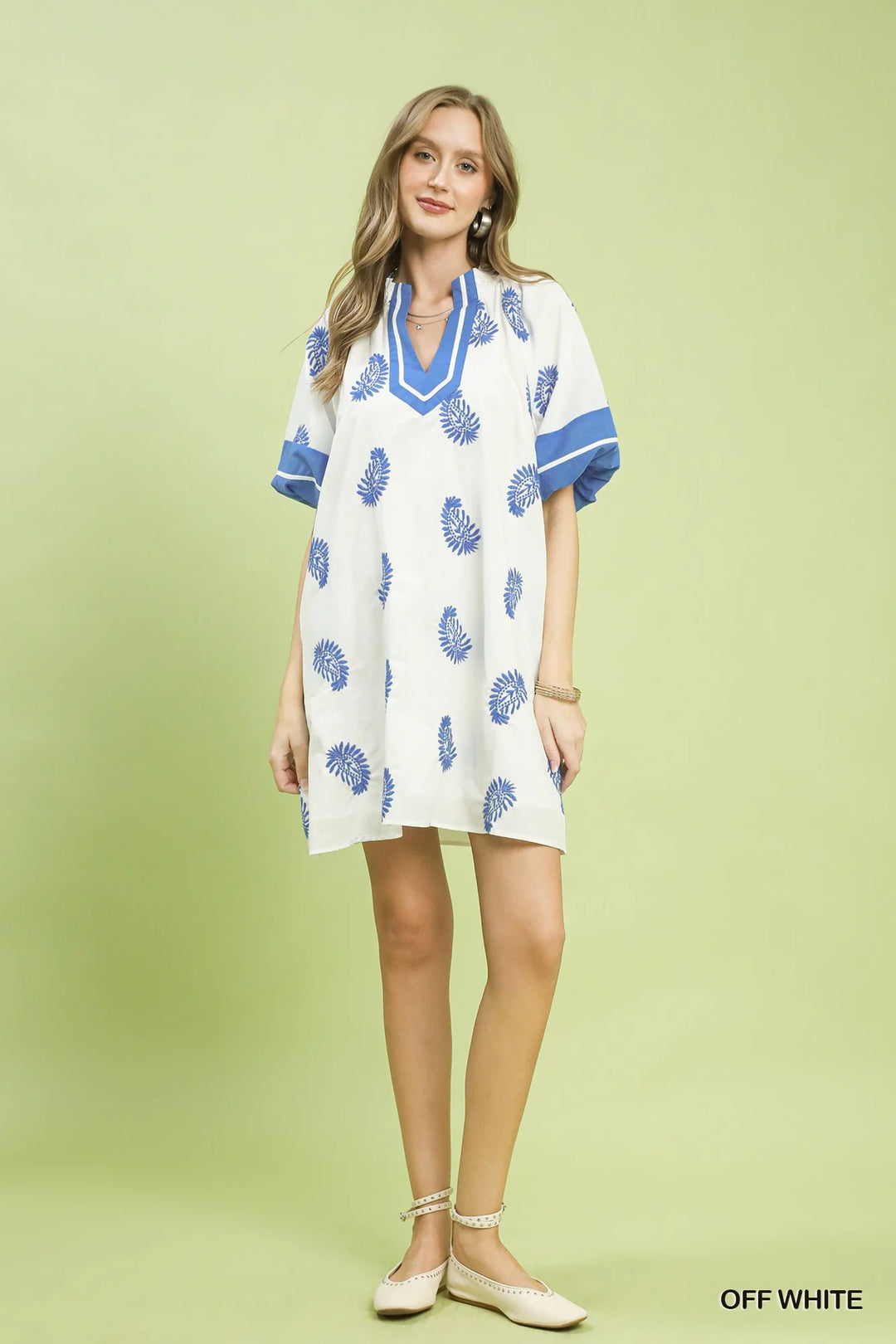 Umgee Paisley Embroidered Boho Mini Dress