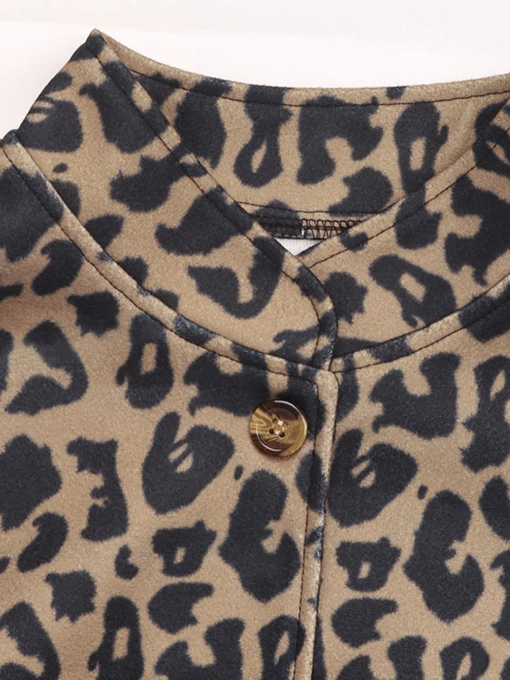 Leopard Print Casual Button Up Jacket