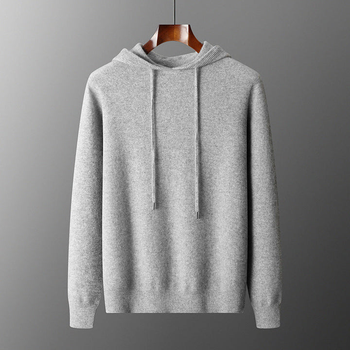 Men's Solid Color Casual Hooded Knitted Sweatshirt Long Pants Set