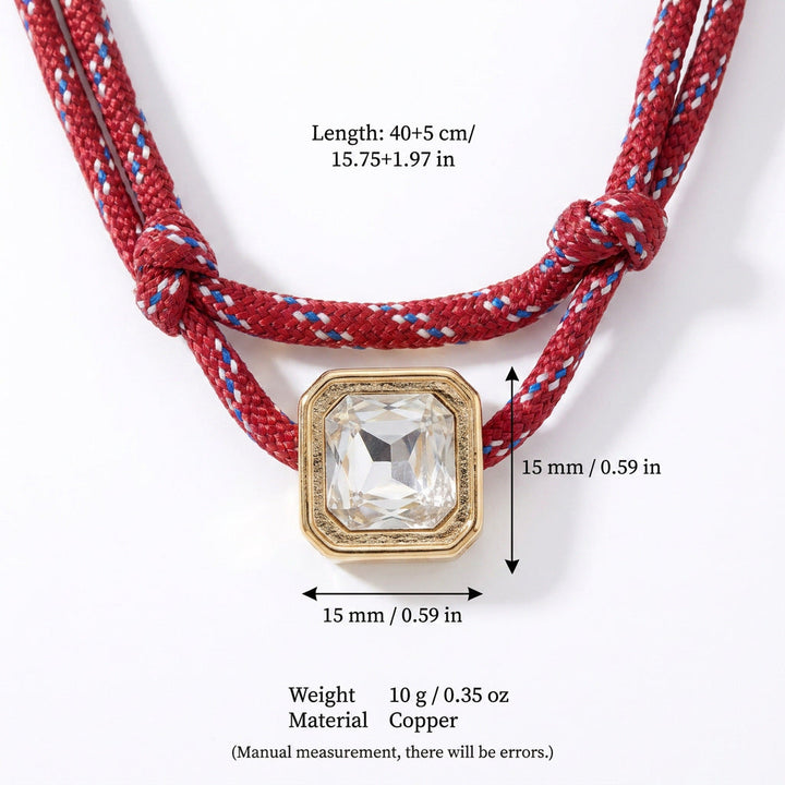 Double-rope Knotted Necklace Layered With A Band