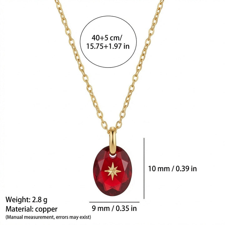 Vintage-style Natural Stone Twelve Zodiac Birthstone Star Pendant Titanium Steel Necklace