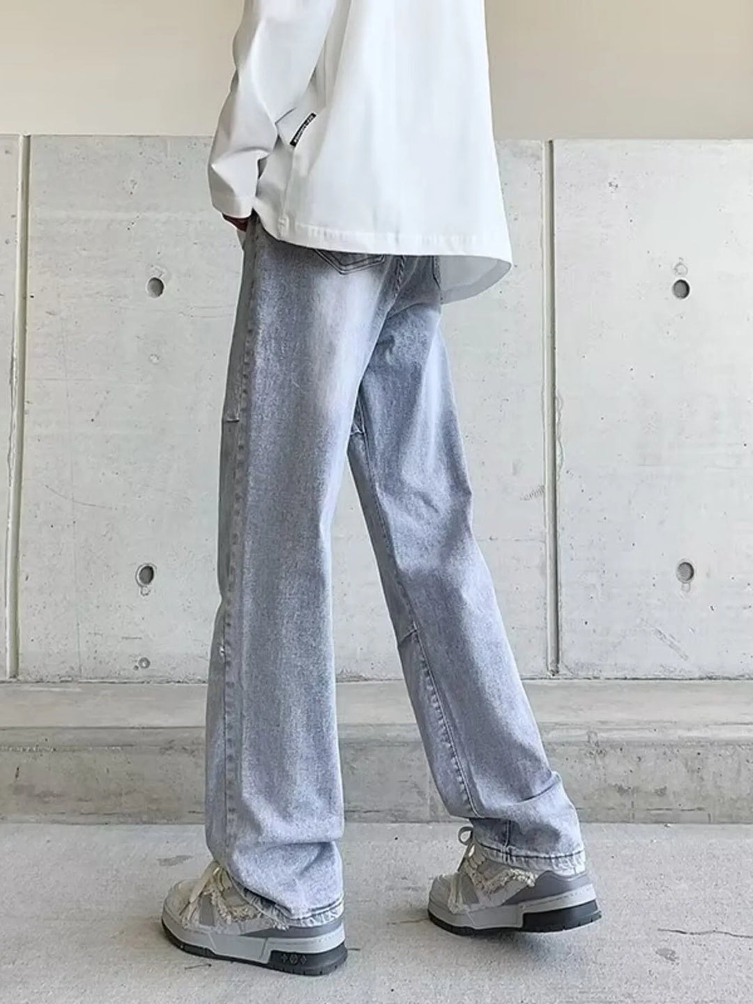 Men's Plus Size Vintage Wash Wide Leg Jeans