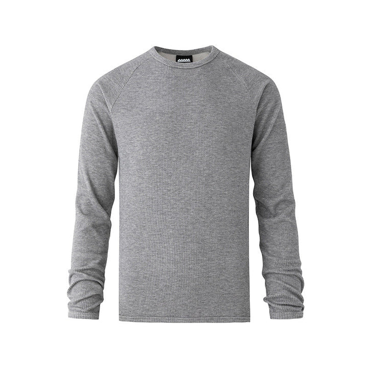 Mens Solid-Color Crew-Neck Long-Sleeve T-Shirt Autumn Slim-Fit Base Layer Top