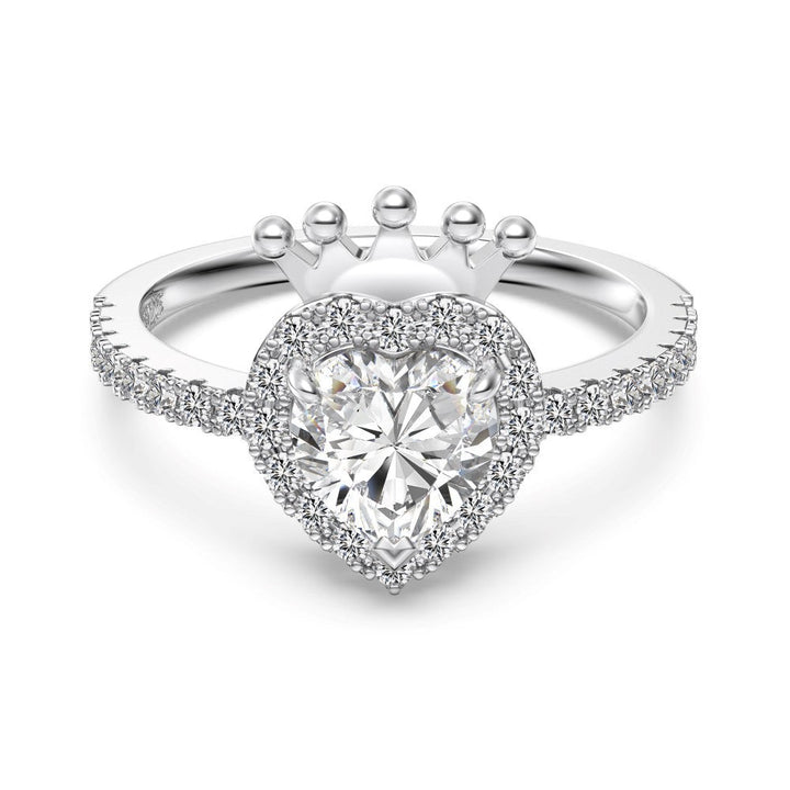 S925 Sterling Silver Crown And Heart Ring For Women