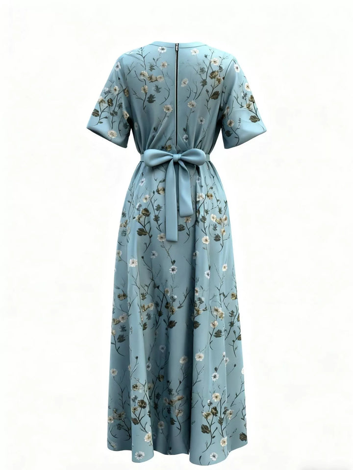 Floral Print Half Sleeve Maxi Dress with Pockets