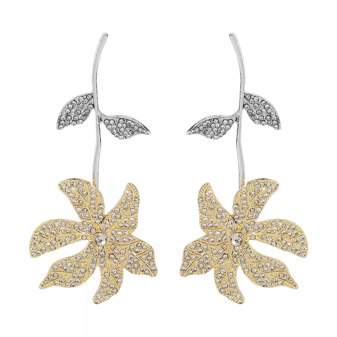 Rhinestone Flower Dangle Earrings