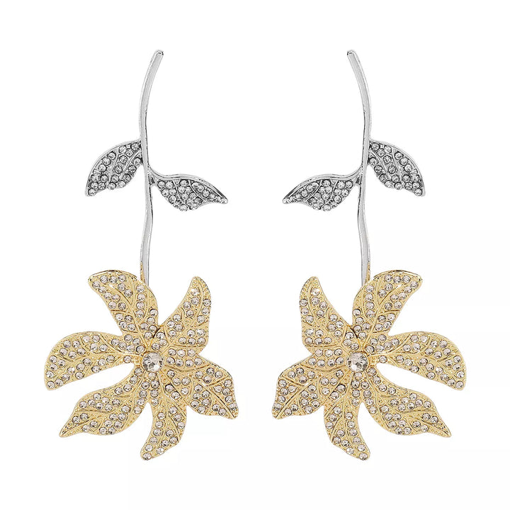 Rhinestone Flower Dangle Earrings