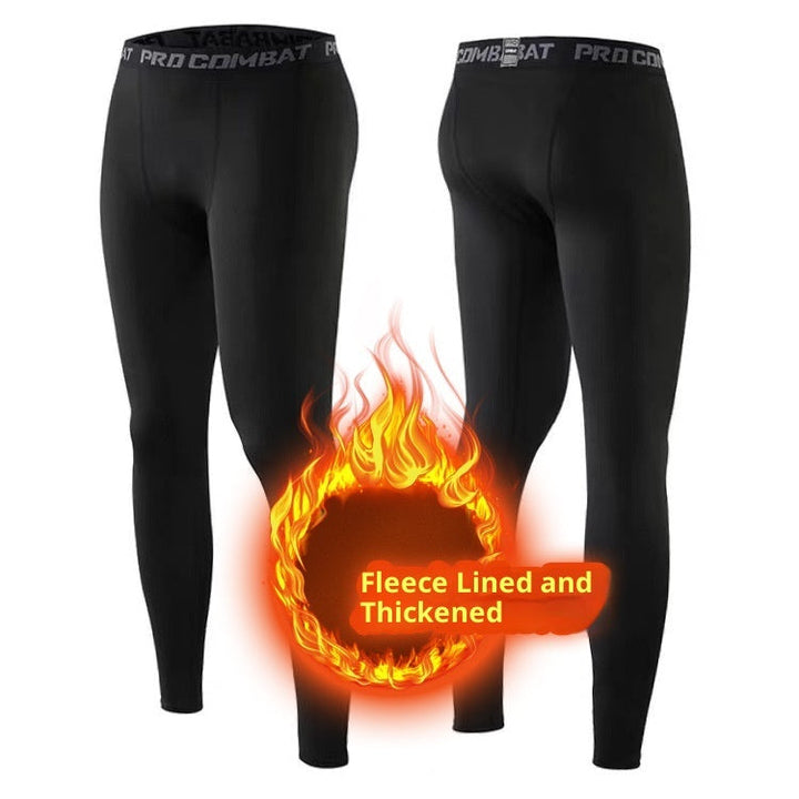 Autumn And Winter Fleece-lined Sports Tights Men