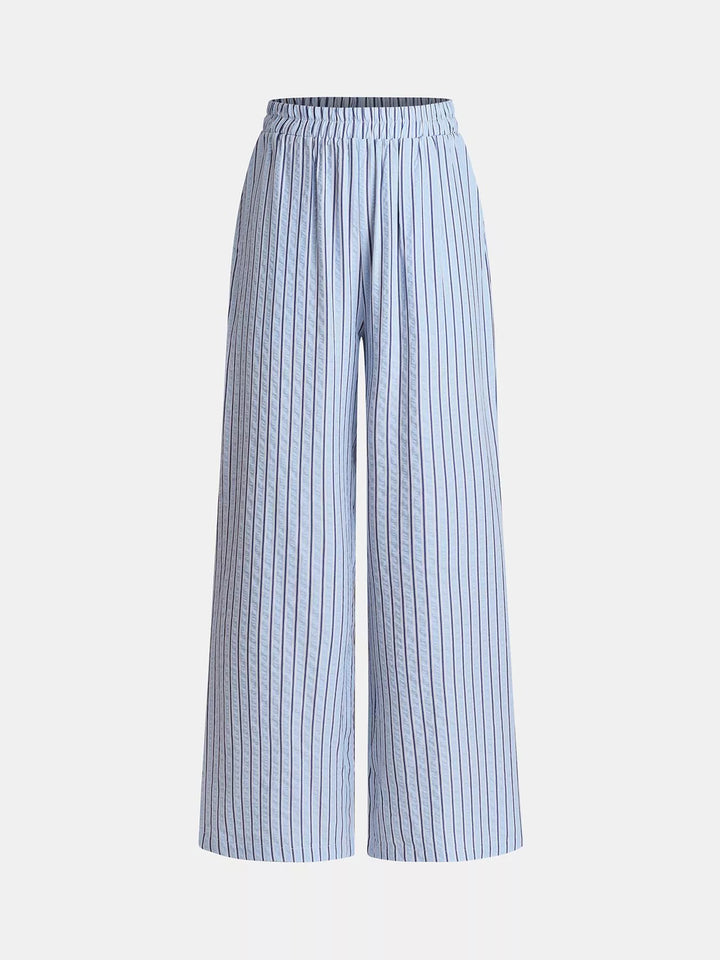 Striped High-Waisted Wide Leg Pants