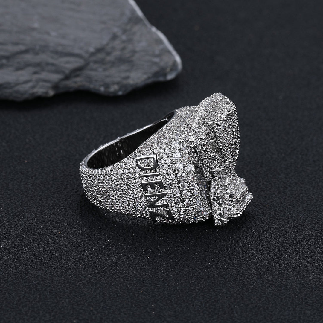European And American Cross-border Hip-hop Style Ring Fully Paved With Zircons