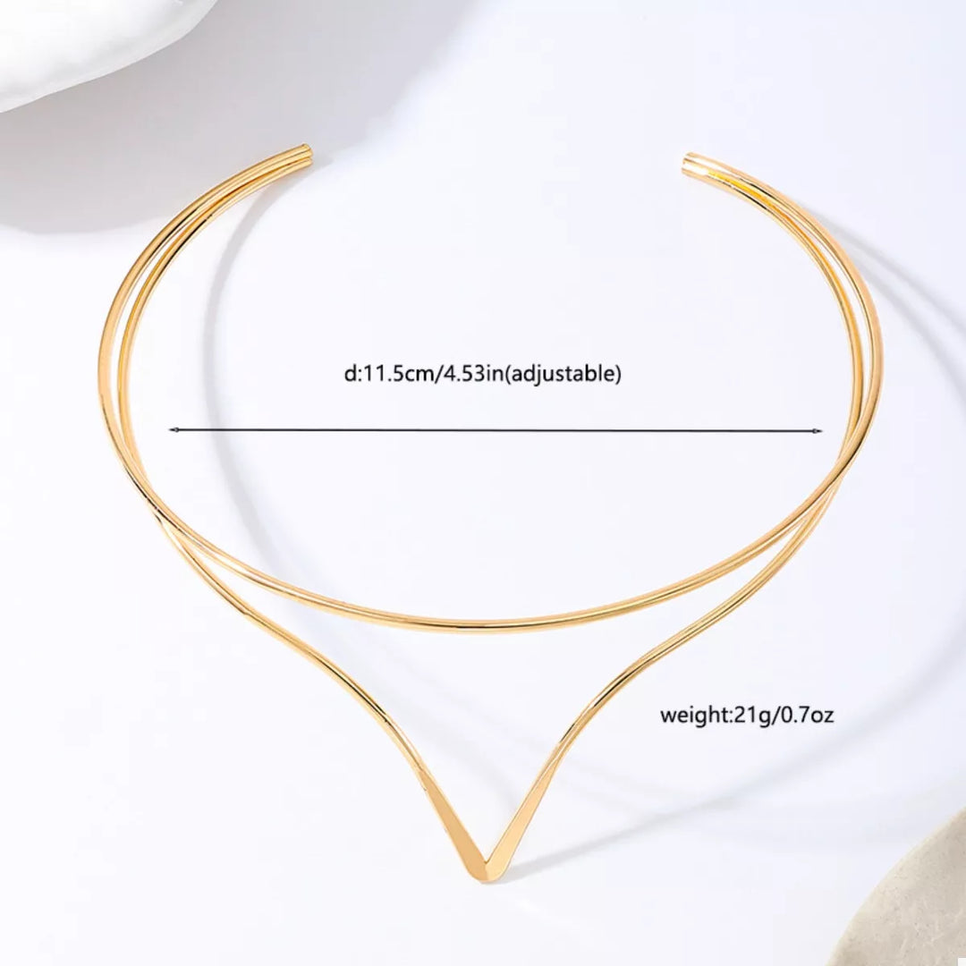 Double Layer V-Shaped Choker Necklace