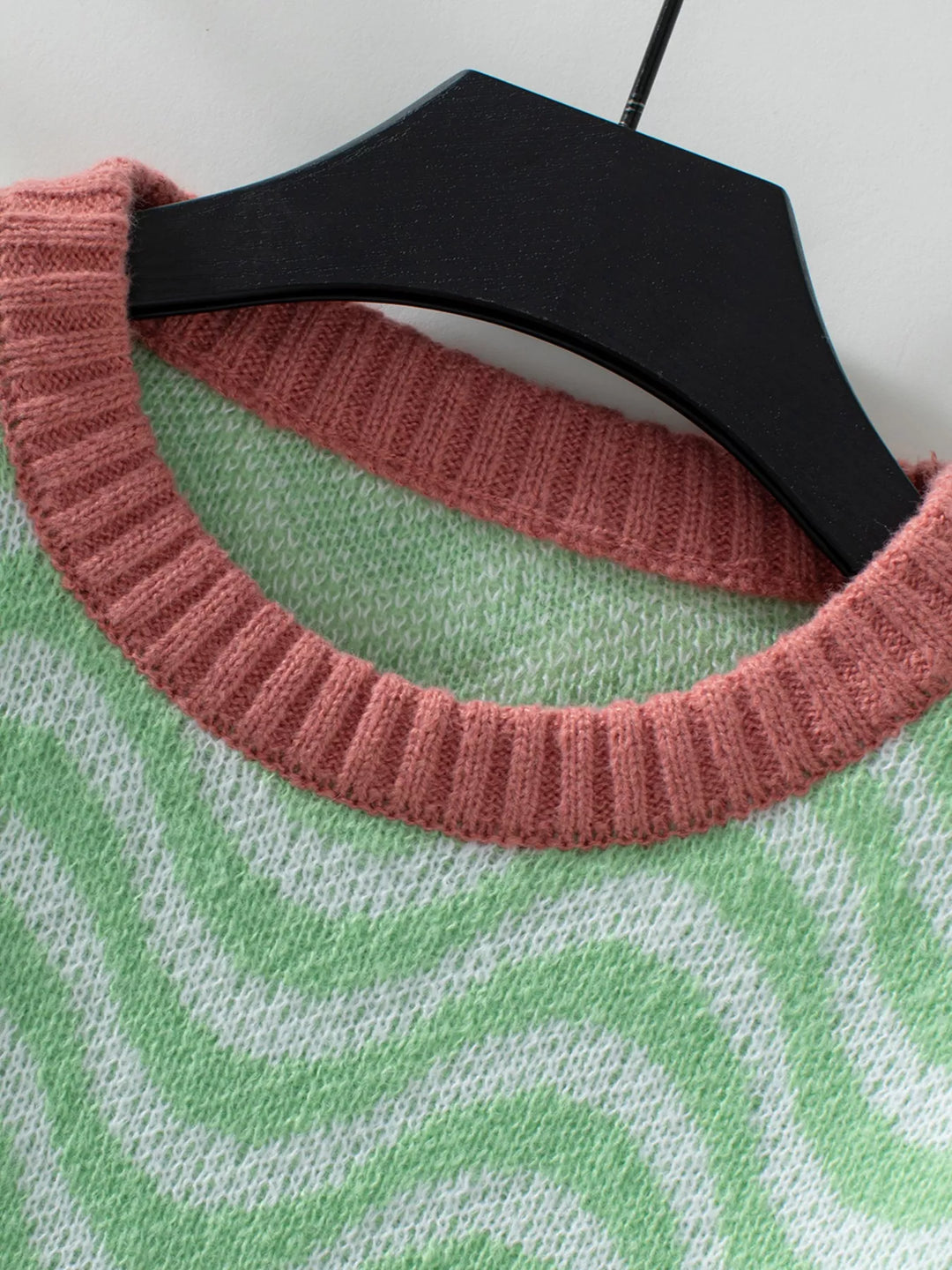 Wavy Striped Round Neck Sweater