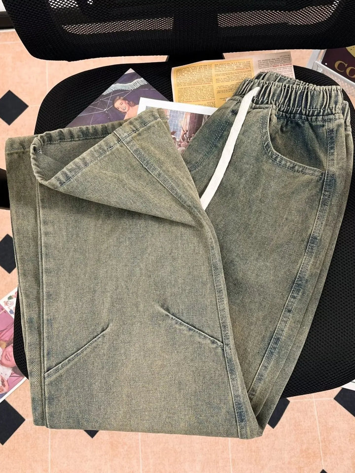 Men's Plus Size Drawstring Wide Leg Jeans
