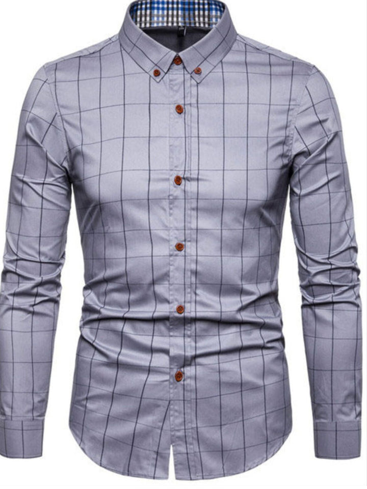 Men's Pus Size Plaid Button Up Long Sleeve Shirt