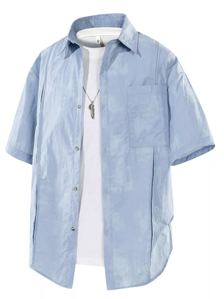 Men's Plus Size Tie-Dye Print Casual Short Sleeve Shirt