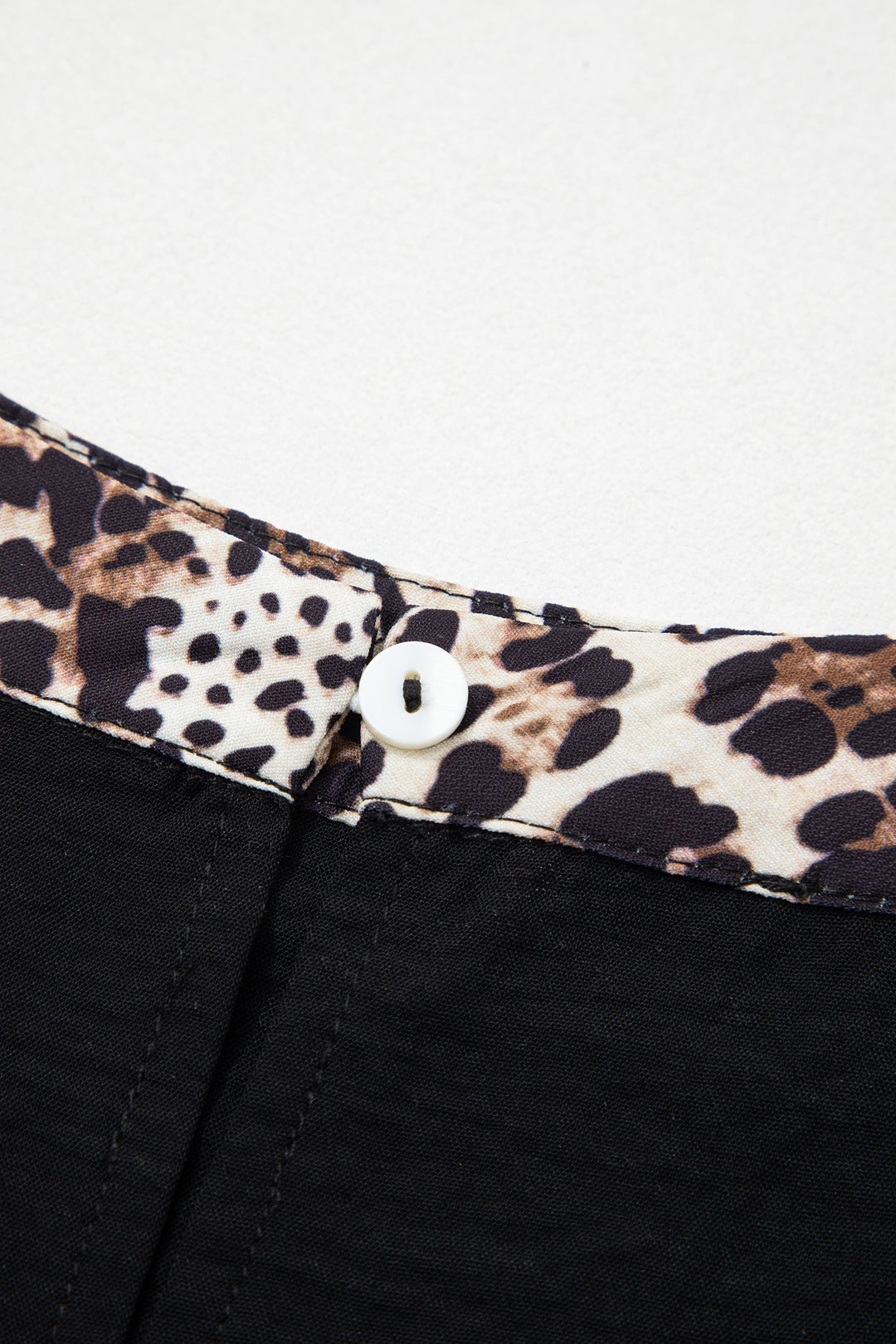 Black Plus Size Leopard Patchwork Round Neck Loose Tee