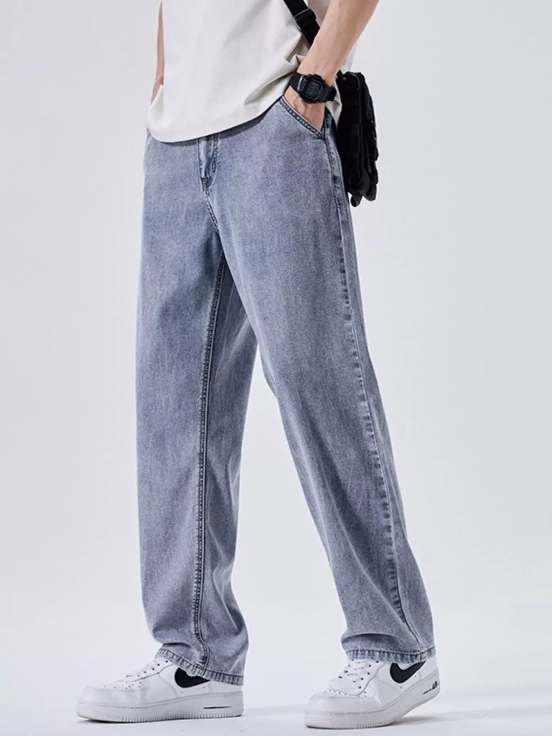 Men's Wash Wide Leg Jeans