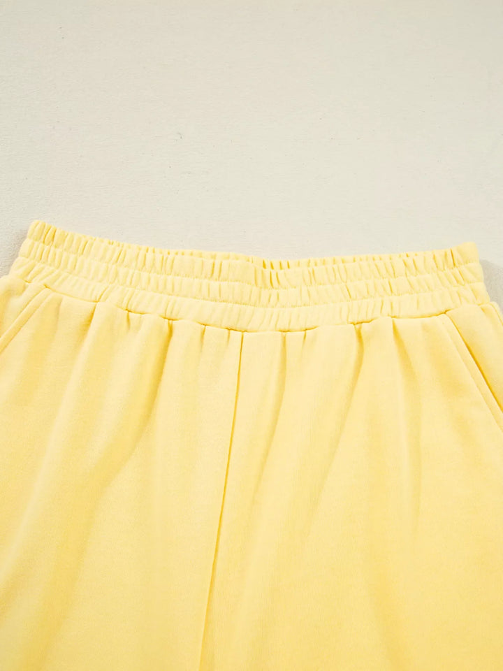 Color Block Patchwork Half Button Top and Shorts 2pcs Set