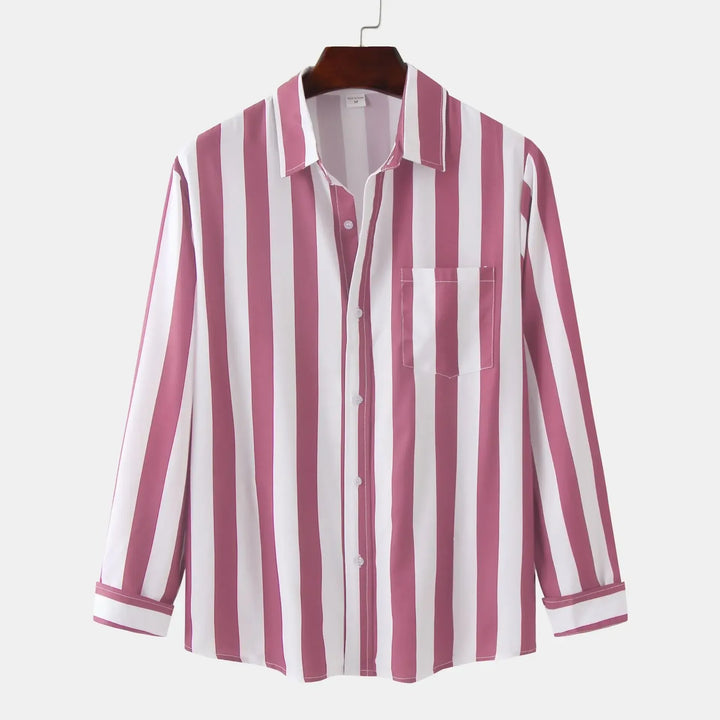 Men's Striped Button-Down Long Sleeve Shirt