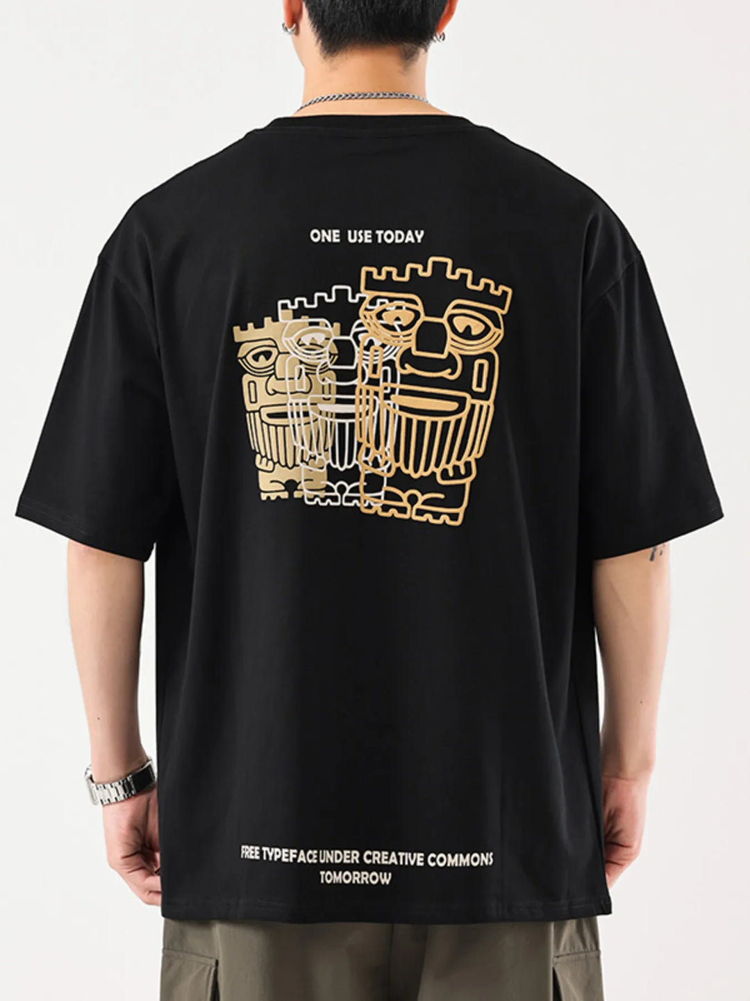 Men's Plus Size Graphic Round Neck Half Sleeve T-Shirt