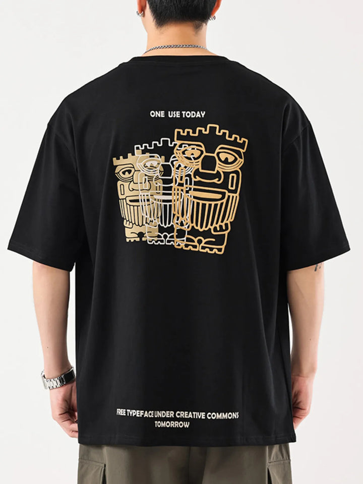 Men's Plus Size Graphic Round Neck Half Sleeve T-Shirt