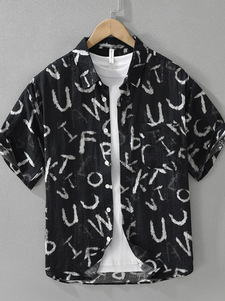 Men's Plus Size Letter Print Short Sleeve Shirt