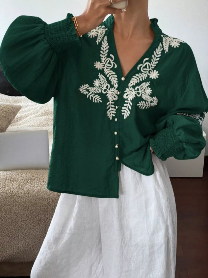 Embroidered Long Sleeve Blouse