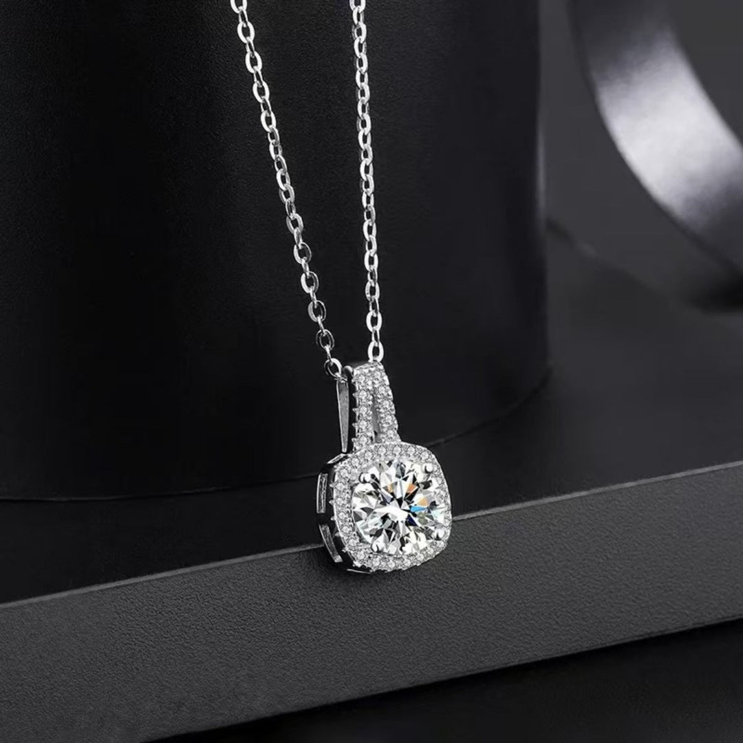 1 Carat Moissanite 925 Sterling Silver Pendant Necklace