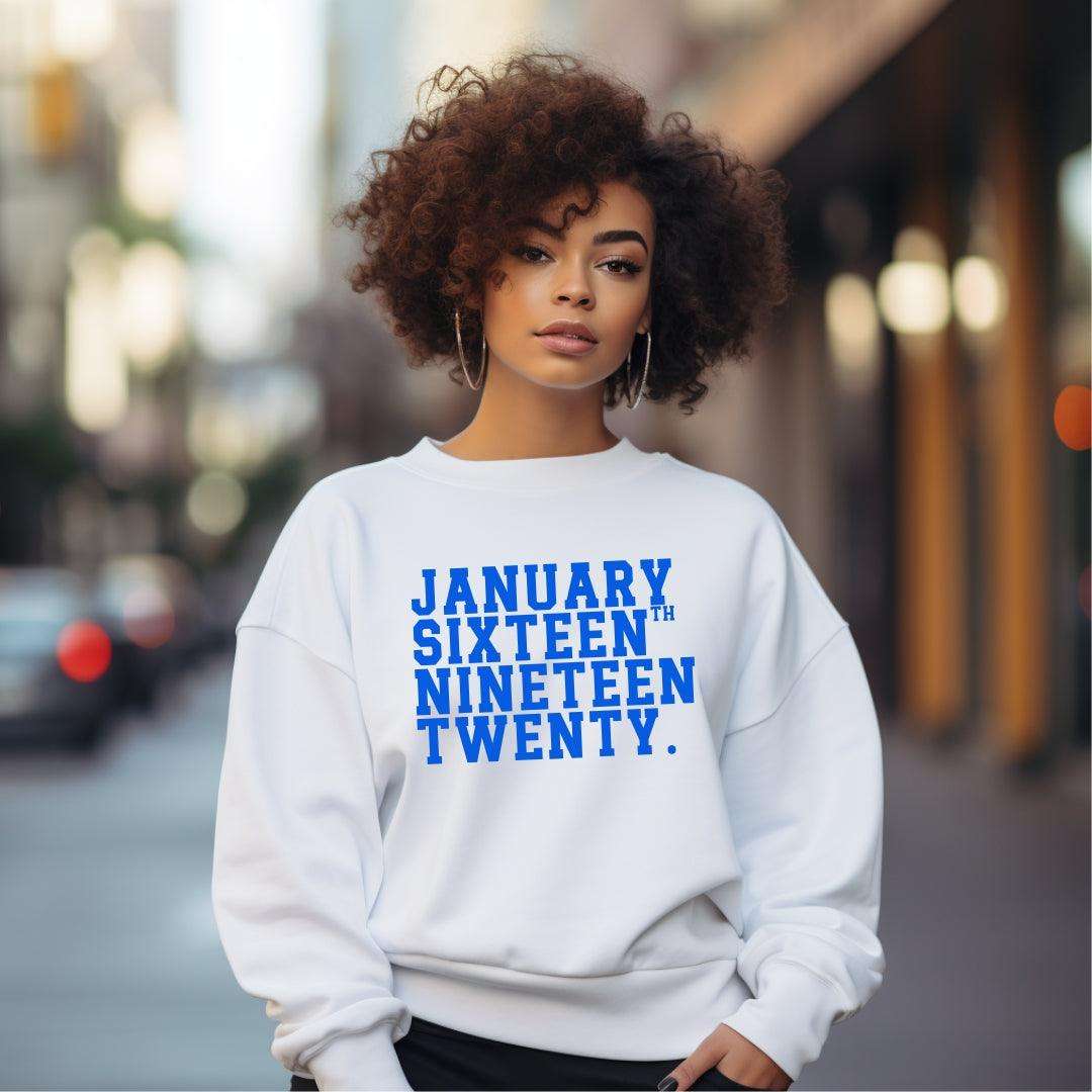 Vintage January Sixteenth Crewneck Pullover Sweatshirt