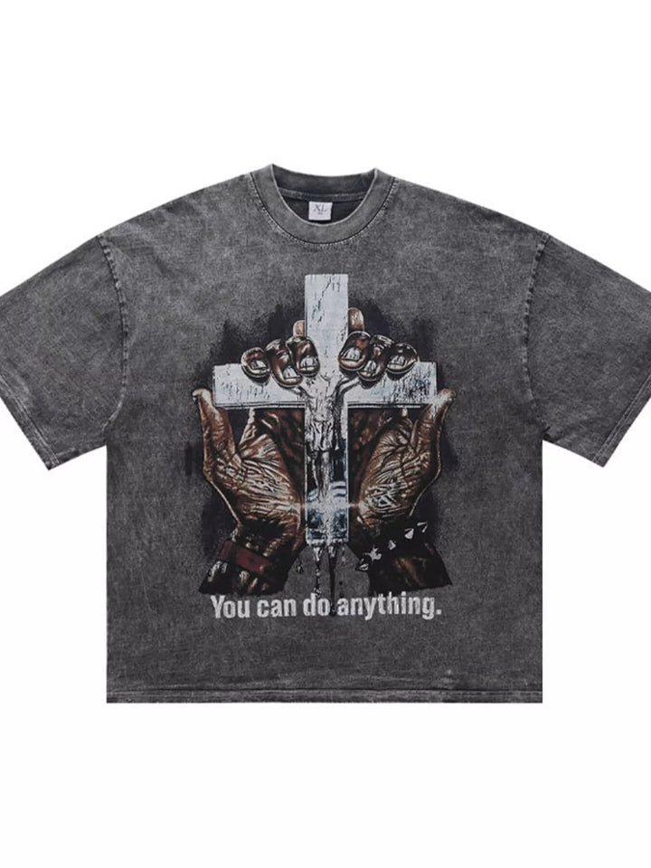 Men's Vintage Wash Cross Graphic T-Shirt