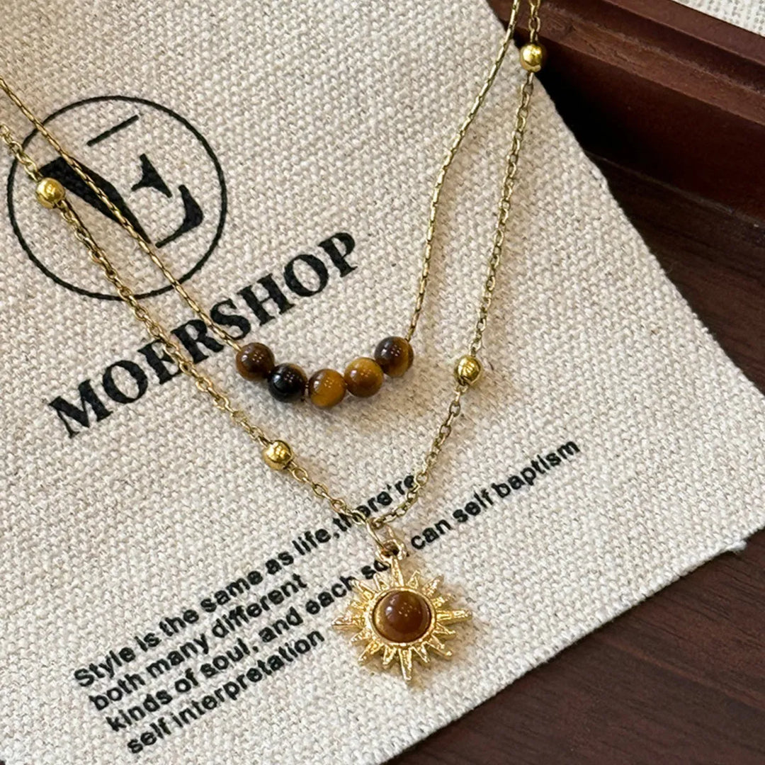 Tiger's Eye Copper Double Layered Necklace