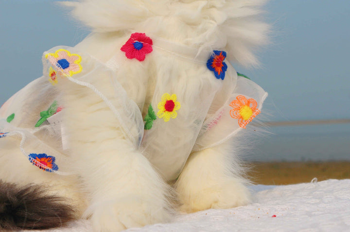 Mesh Flower Embroidery Dress Cat Clothes
