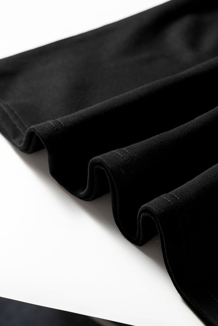 Black Varsity Contrast Banded Sleeve Shift Sweatshirt Dress